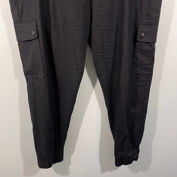 Saks Fifth Avenue Women's Black Linen Blend Cargo Jogger Size XL - Picture 3 of 7